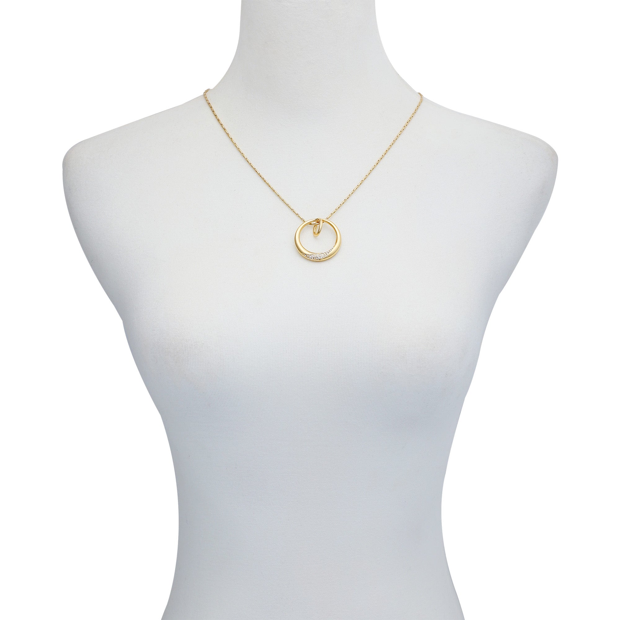 Goldtone Crystal Stone Circle Pendant Necklace - Vince Camuto