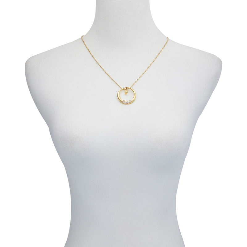 Goldtone Crystal Stone Circle Pendant Necklace - Vince Camuto