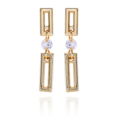Goldtone Clear Glass Stone Dainty Drop Earrings - Vince Camuto