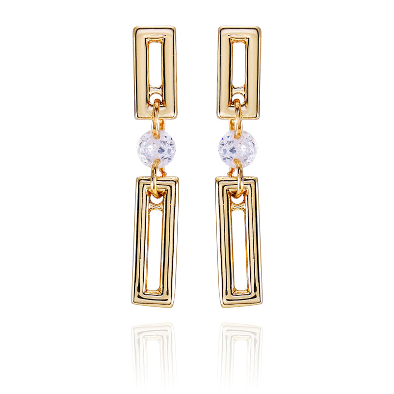 Goldtone Clear Glass Stone Dainty Drop Earrings - Vince Camuto