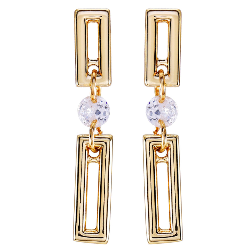Goldtone Clear Glass Stone Dainty Drop Earrings - Vince Camuto