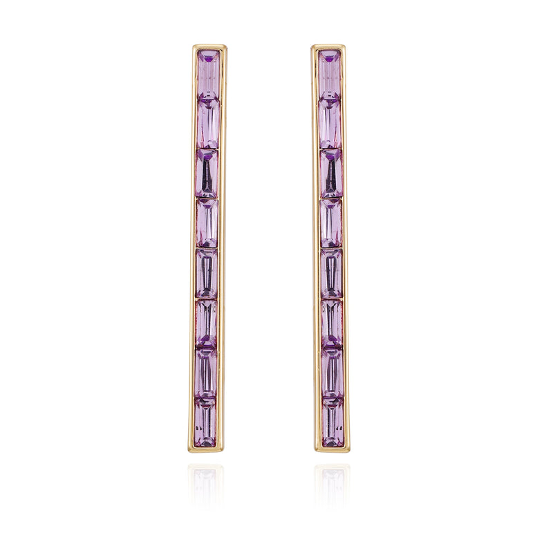 Goldtone Violet Stone Baguette Stick Drop Earrings - Gold Tone - Vince Camuto