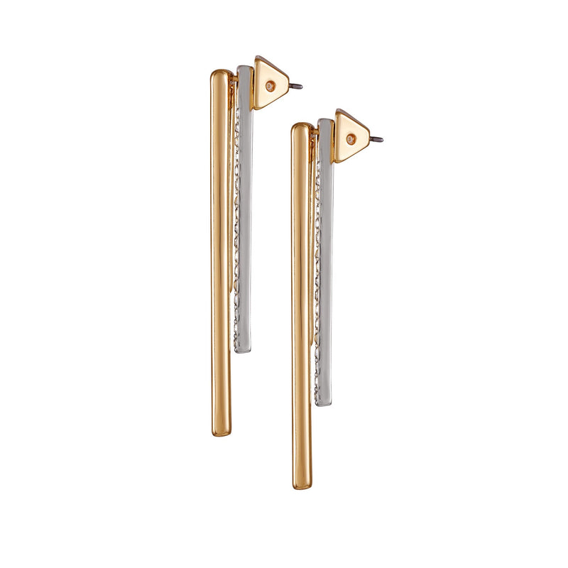 Two Tone Glass Stone Bar Drop Earrings - Two Tone - Vince Camuto