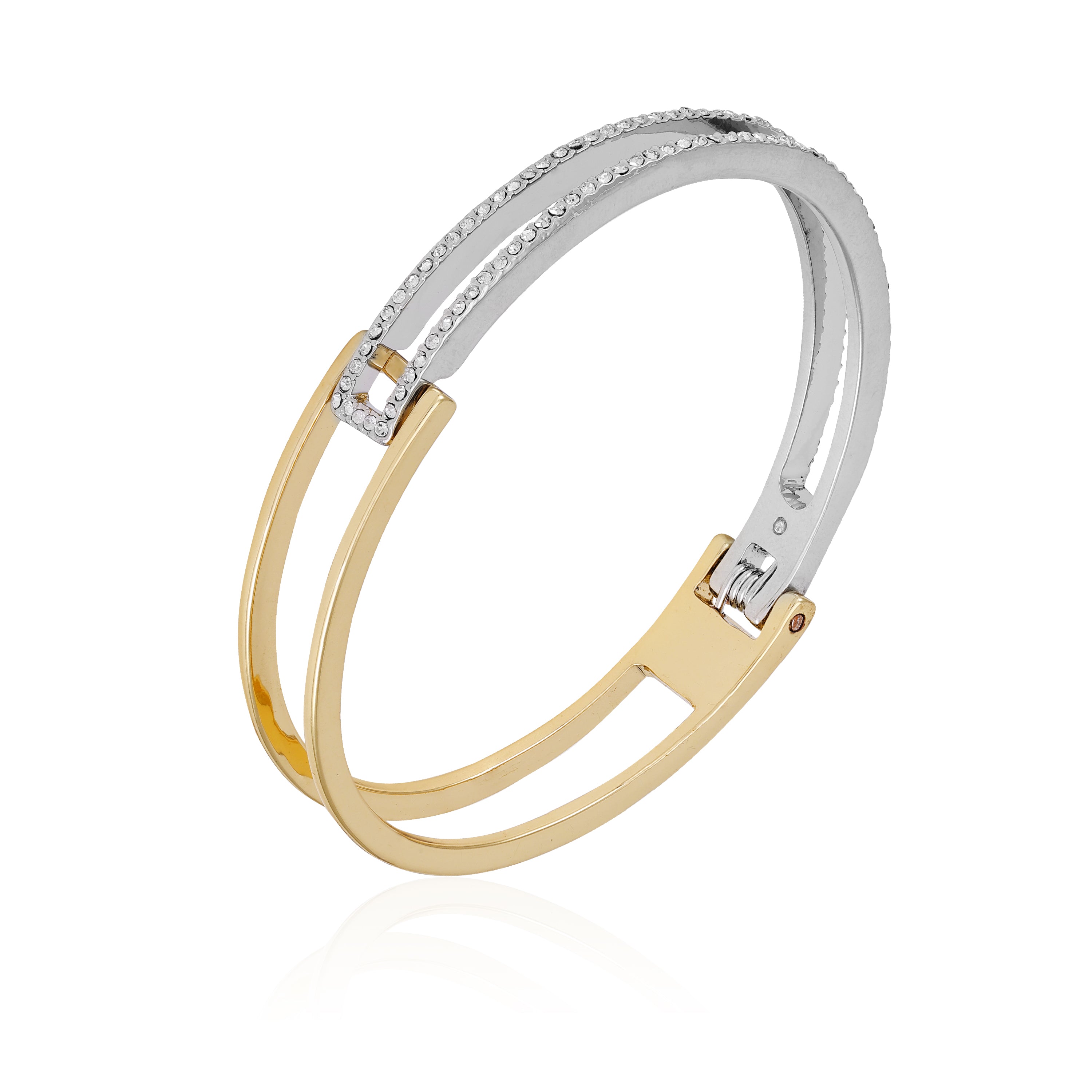 Two Tone Glass Stone Cuff Bracelet - Vince Camuto