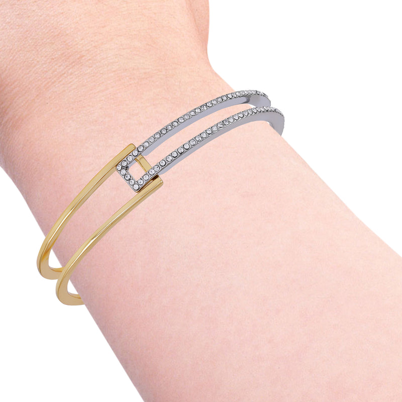 Two Tone Glass Stone Cuff Bracelet - Vince Camuto