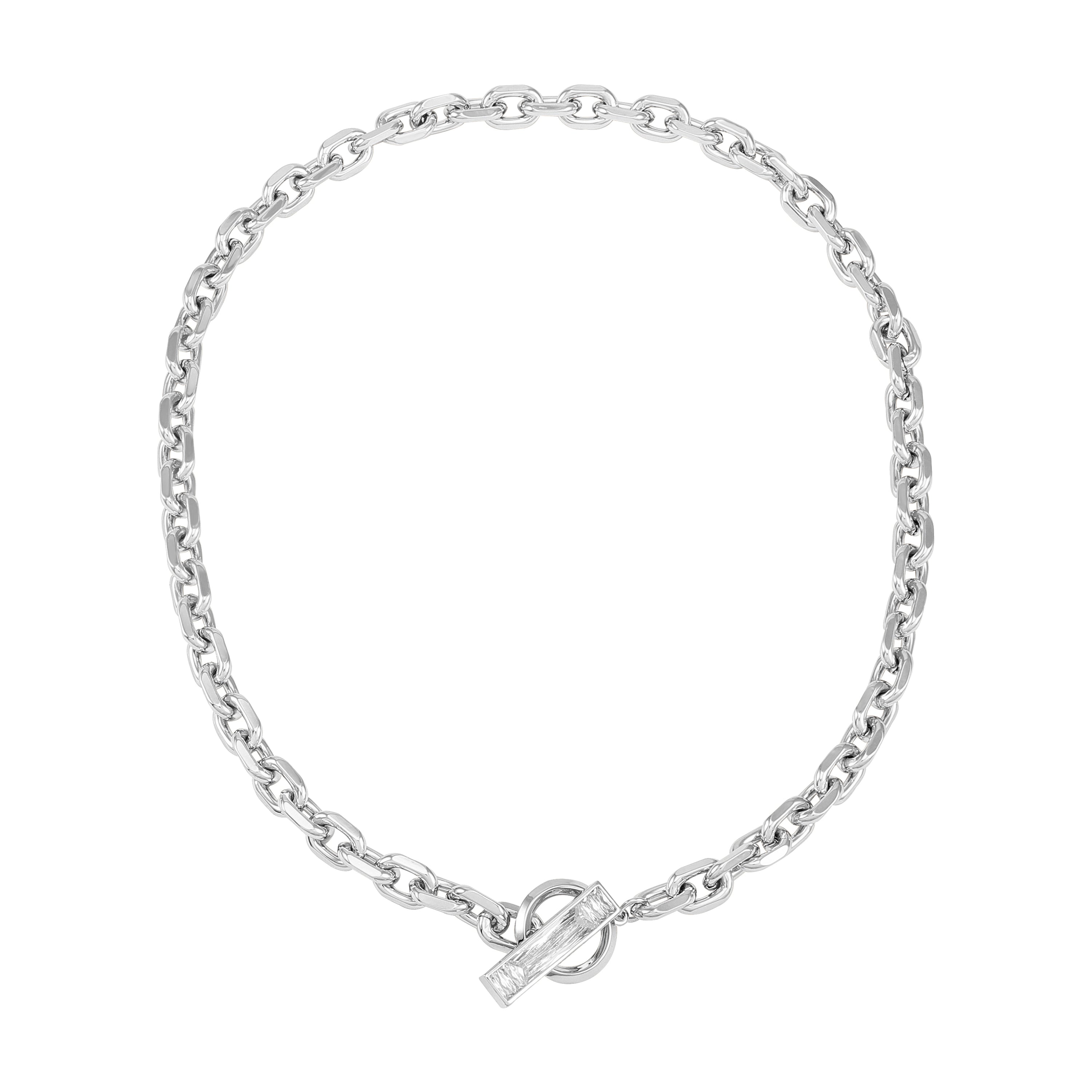 Silvertone Baguette Crystal Stone Toggle Necklace - Vince Camuto