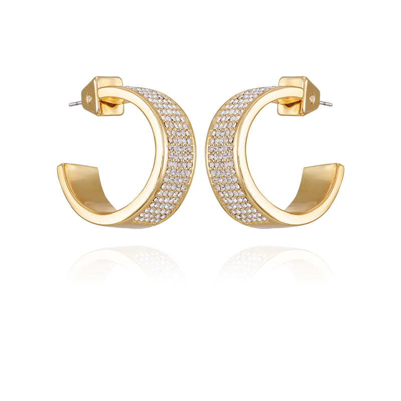 Goldtone Crystal C Hoop Earrings - Gold Tone - Vince Camuto