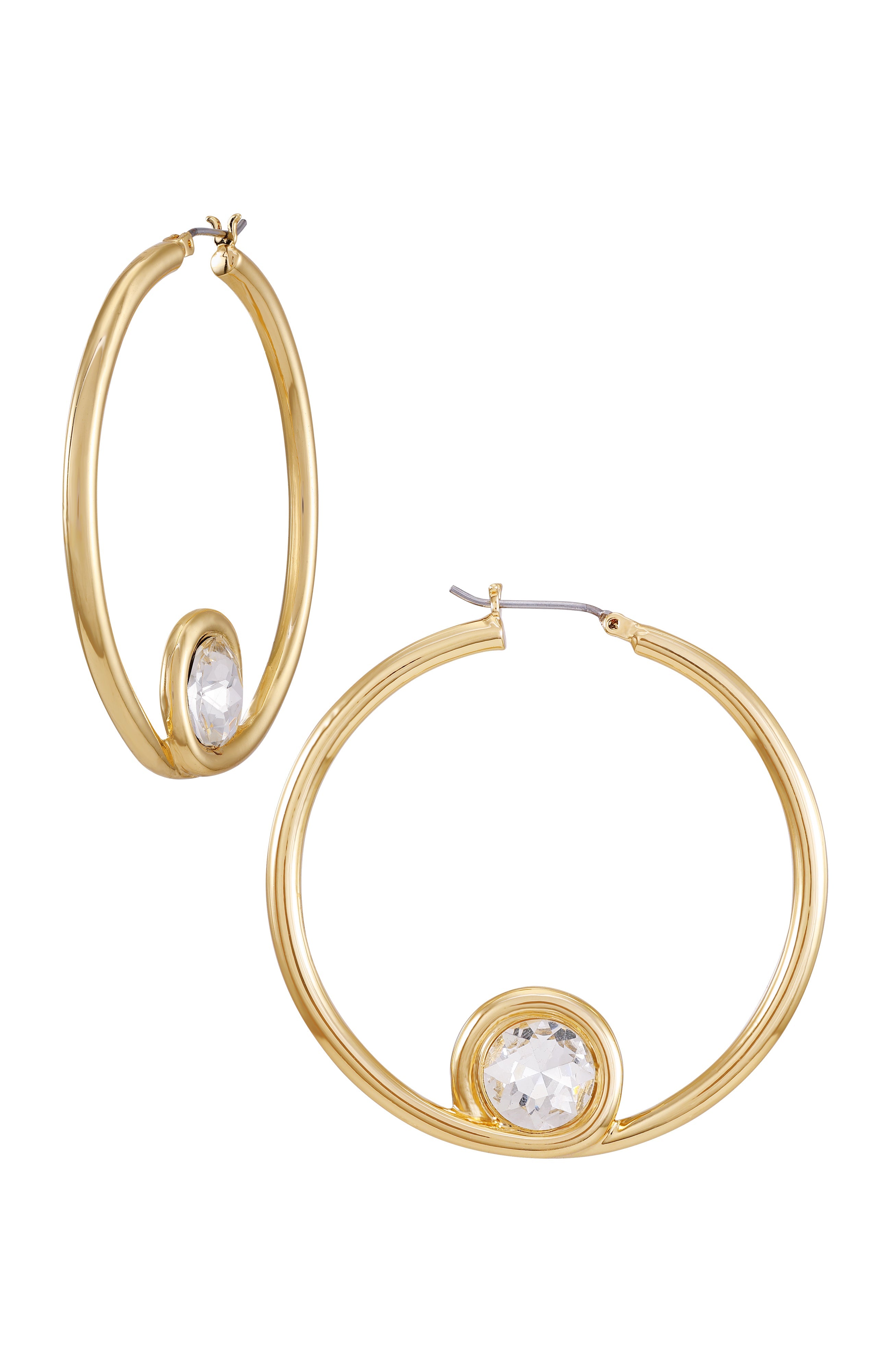 Goldtone Crystal Stone Hoop Earring - Gold Tone - Vince Camuto