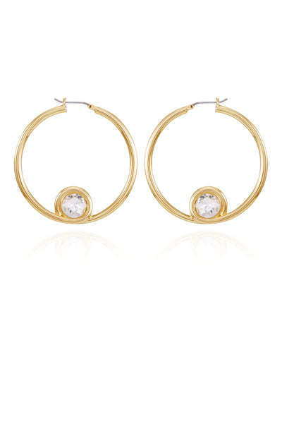 Goldtone Crystal Stone Hoop Earring - Gold Tone - Vince Camuto