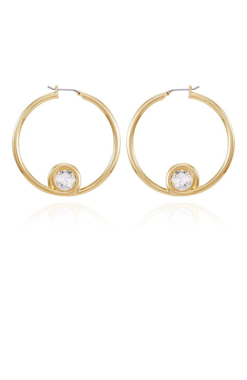 Goldtone Crystal Stone Hoop Earring - Gold Tone - Vince Camuto