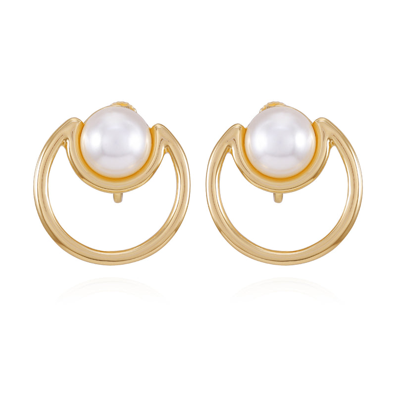 Goldtone Pearl Clip On Earrings - Vince Camuto