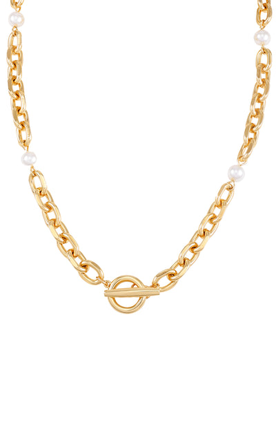 Goldtone Pearl Layered Toggle Necklace - Gold Tone - Vince Camuto