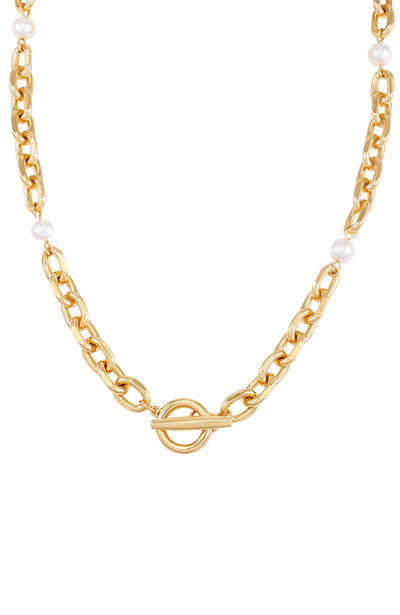 Goldtone Pearl Layered Toggle Necklace - Gold Tone - Vince Camuto