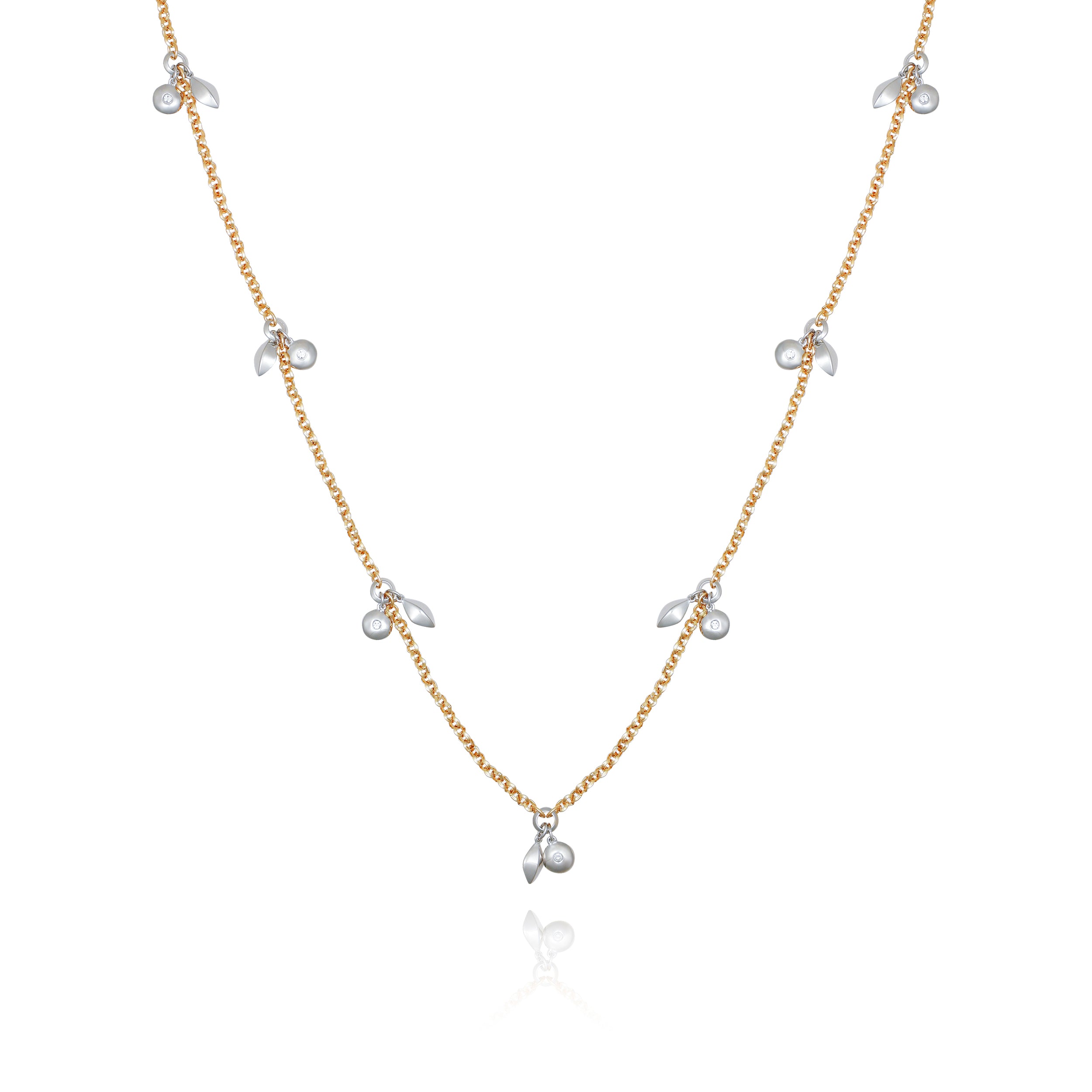 Two Tone Gilded Leaf Long Necklace - Vince Camuto