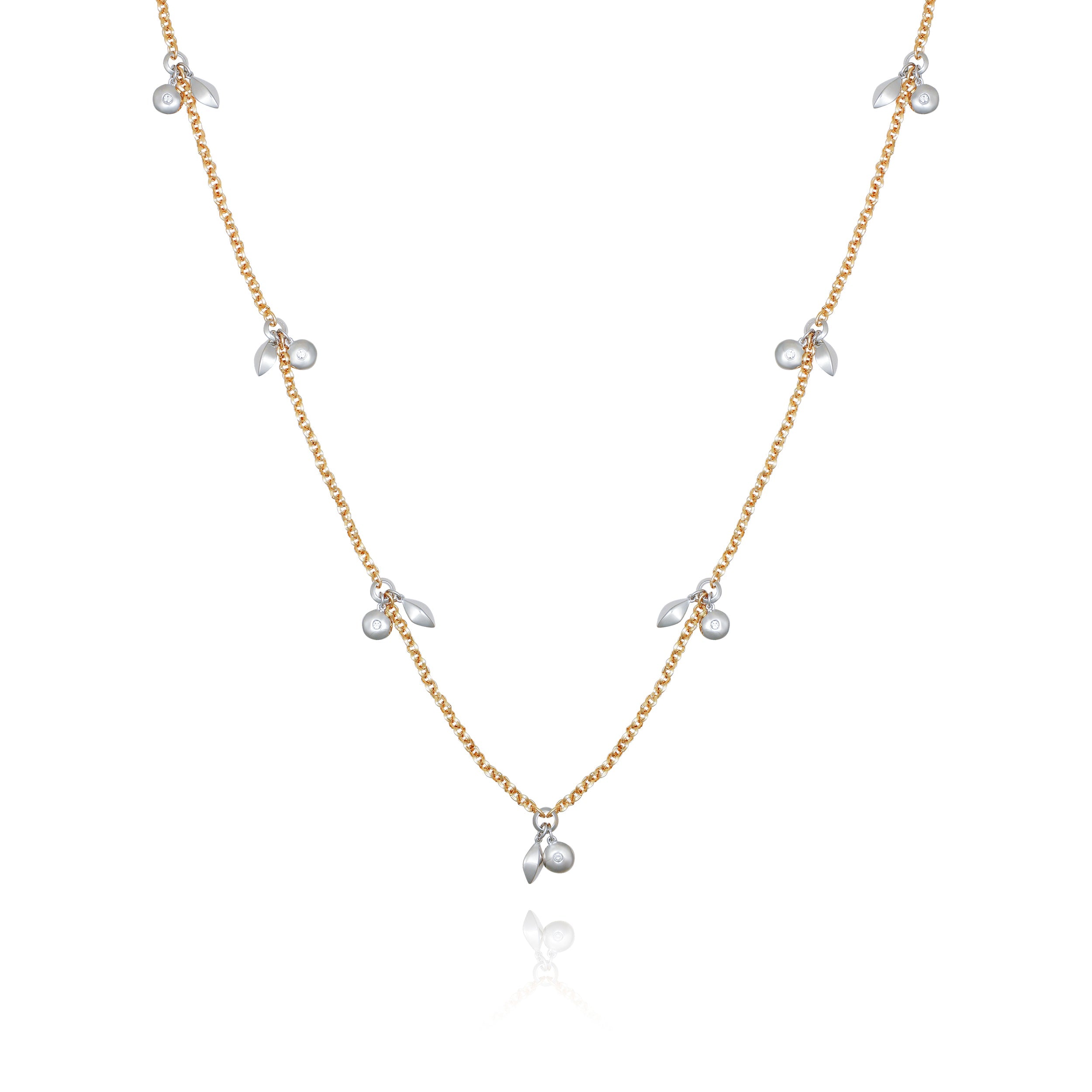 Two Tone Gilded Leaf Long Necklace - Two Tone - Vince Camuto