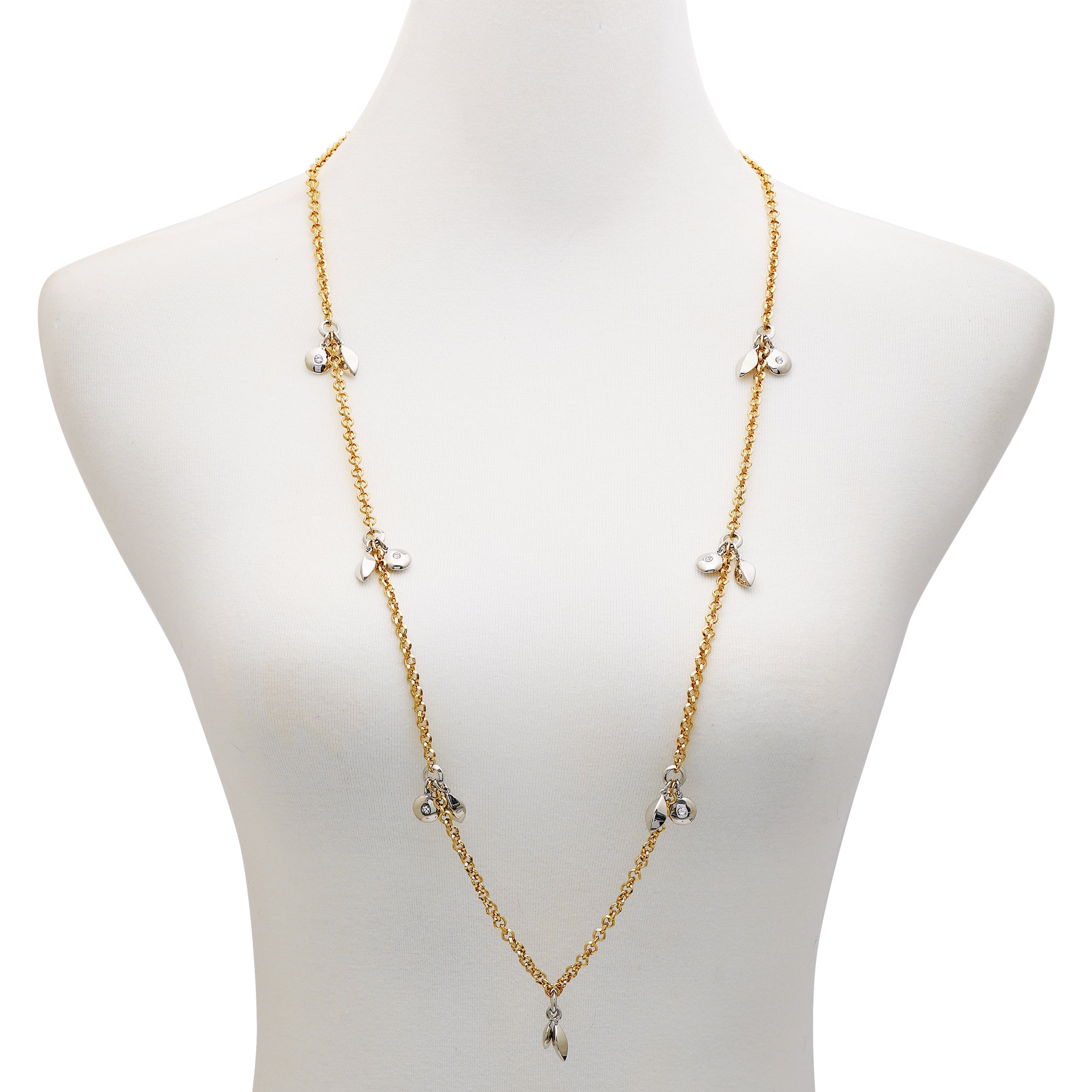 Two Tone Gilded Leaf Long Necklace - Vince Camuto