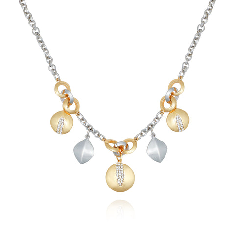 Two Tone Gilded Leaf Charm Short Statement Necklace - Two Tone - Vince Camuto