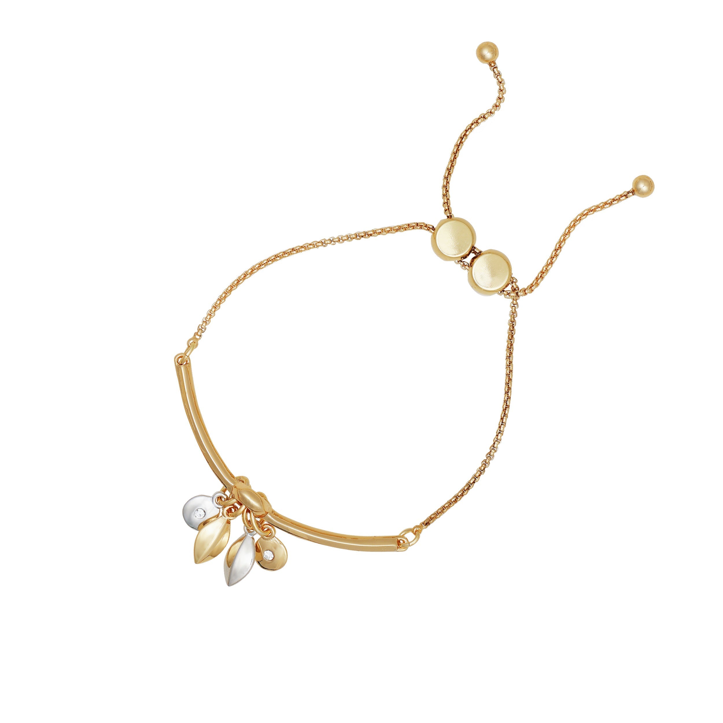 【18金・定価以下】gigi／Gold line slide bracelet Goldtone Gilded Leaf Charm Slider Bracelet - Vince Camuto