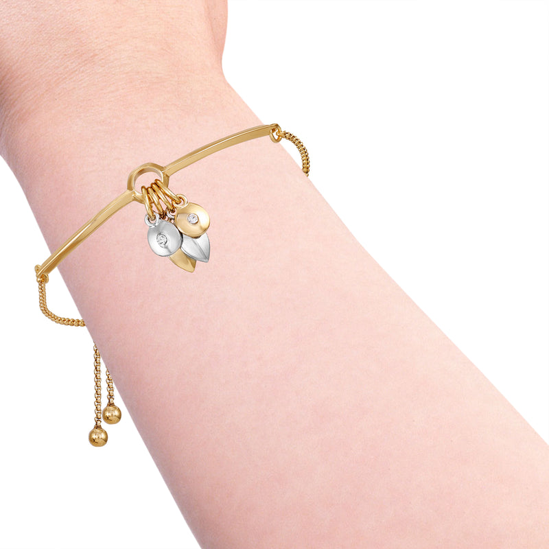 Goldtone Gilded Leaf Charm Slider Bracelet - Vince Camuto