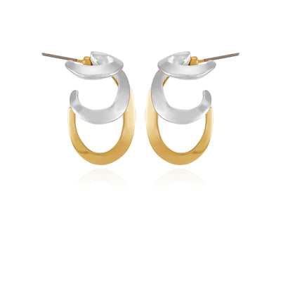 Two Tone Gilded Leaf Hoop Earrings - Vince Camuto