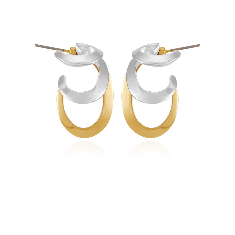 Two Tone Gilded Leaf Hoop Earrings - Vince Camuto