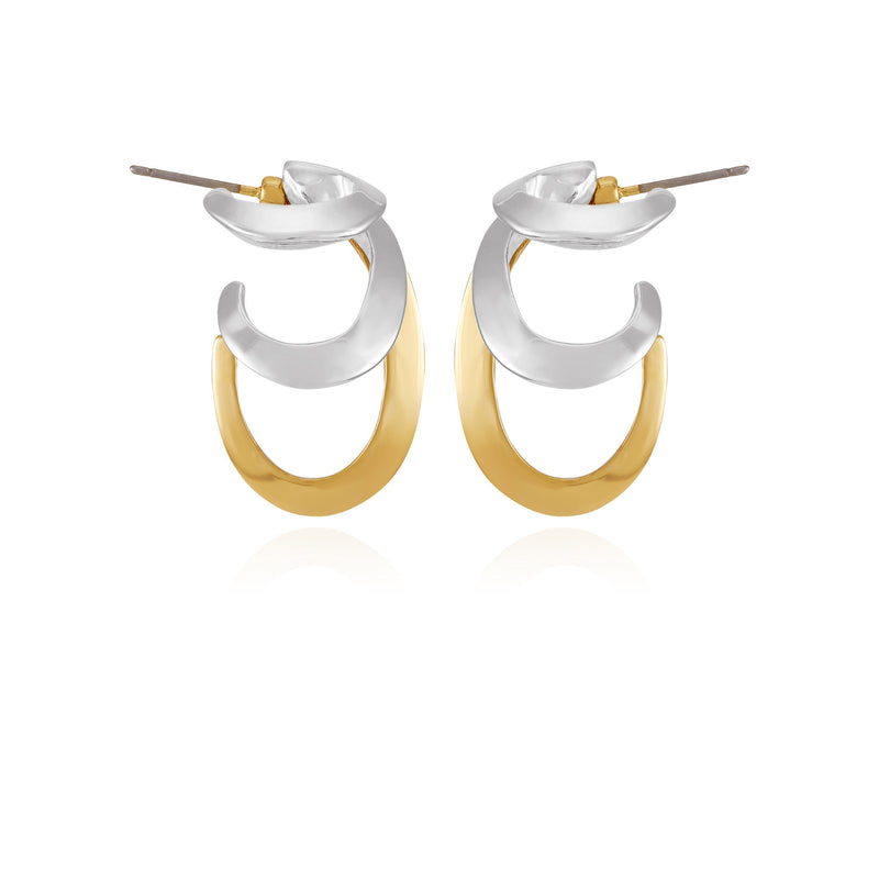Two Tone Gilded Leaf Hoop Earrings - Two Tone - Vince Camuto