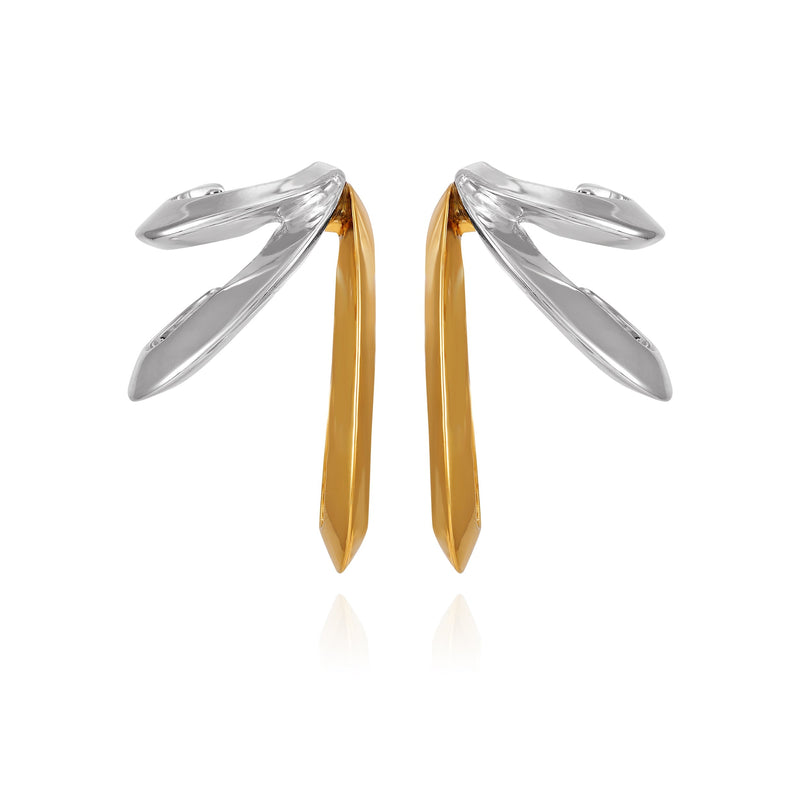 Two Tone Gilded Leaf Hoop Earrings - Two Tone - Vince Camuto