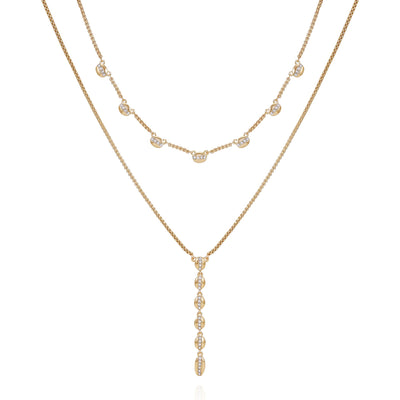 Crystal Layered Necklace - Gold Tone - Vince Camuto
