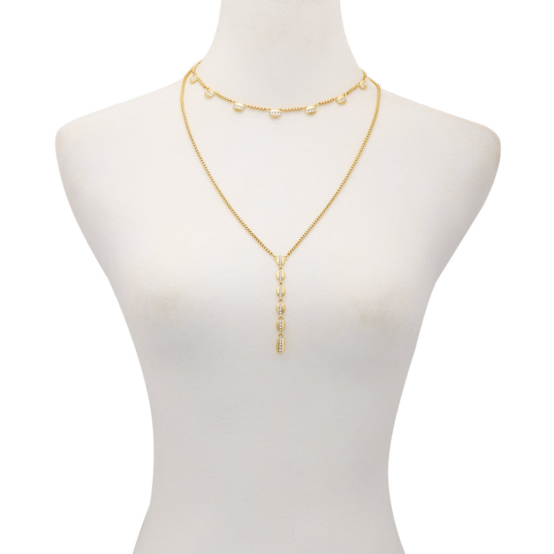 Crystal Layered Necklace - Gold Tone - Vince Camuto