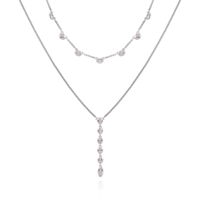 Crystal Layered Necklace - Silver Tone - Vince Camuto