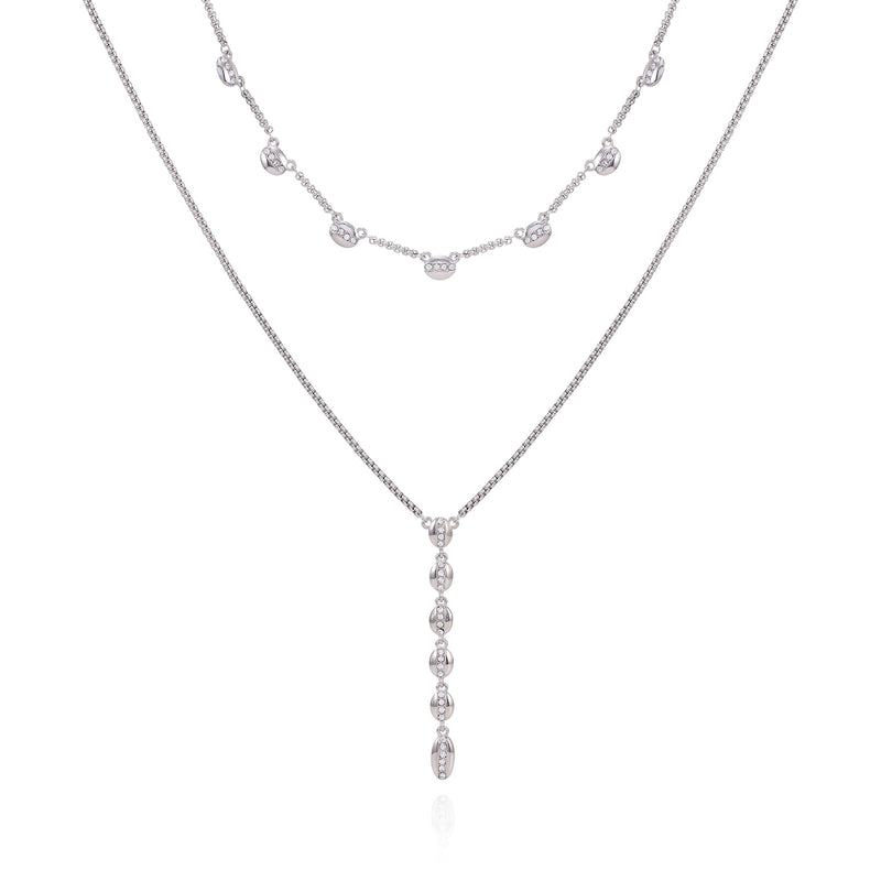 Crystal Layered Necklace - Silver Tone - Vince Camuto