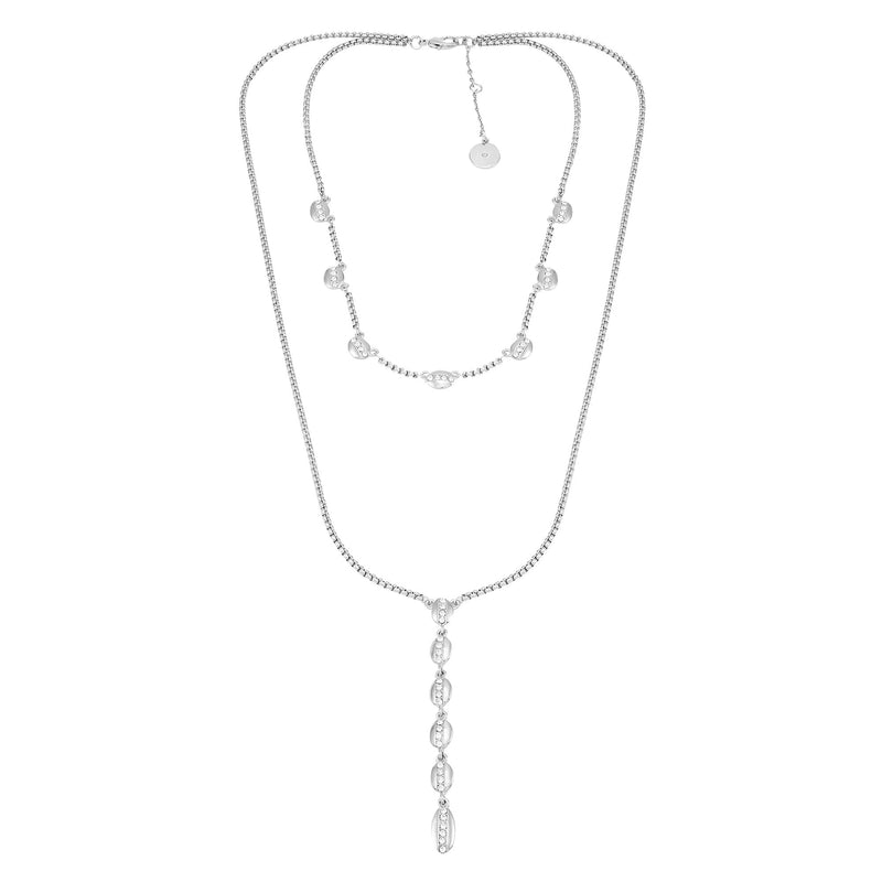 Crystal Layered Necklace - Silver Tone - Vince Camuto