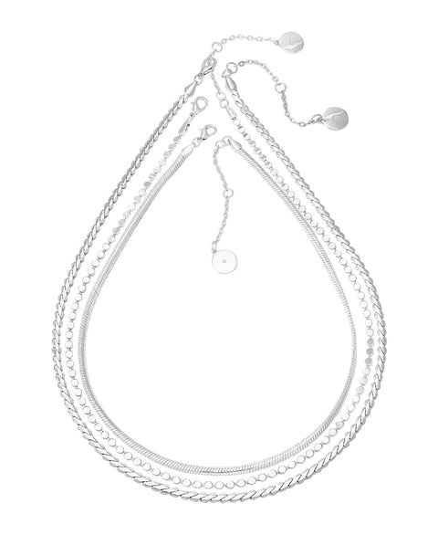 Trio Chain Layered Necklace - Silver Tone - Vince Camuto