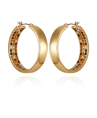 Goldtone Inside Pave Stone Hoop Earrings - Gold Tone - Vince Camuto