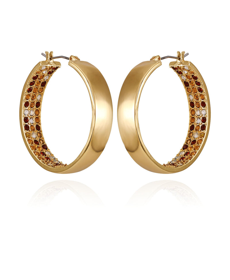 Goldtone Inside Pave Stone Hoop Earrings - Gold Tone - Vince Camuto