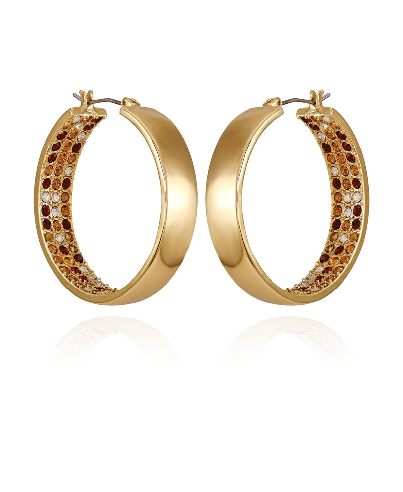 Goldtone Inside Pave Stone Hoop Earrings - Gold Tone - Vince Camuto