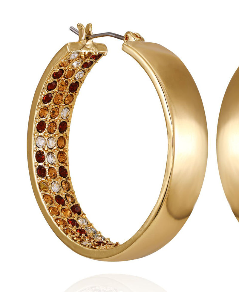 Goldtone Inside Pave Stone Hoop Earrings - Gold Tone - Vince Camuto