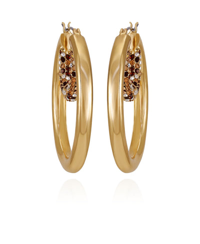 Goldtone Pave Crystal Stone Layered Hoop Earrings - Gold Tone - Vince Camuto