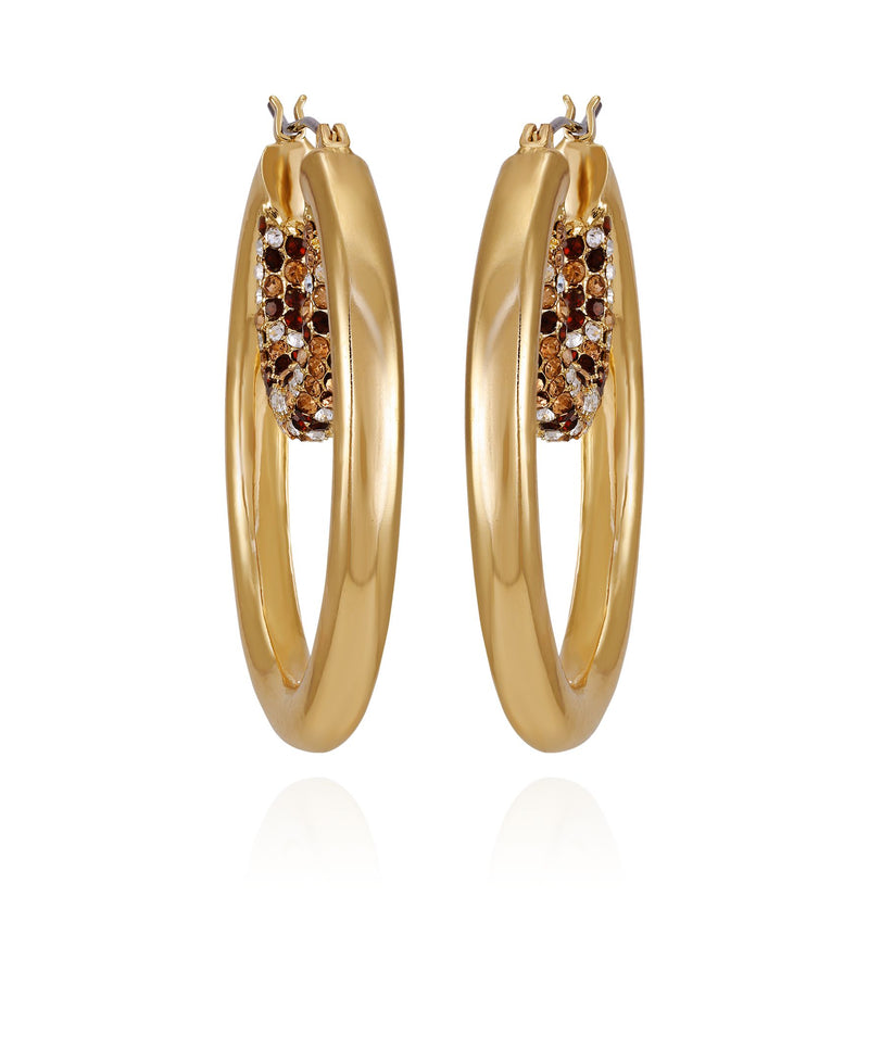 Goldtone Pave Crystal Stone Layered Hoop Earrings - Gold Tone - Vince Camuto