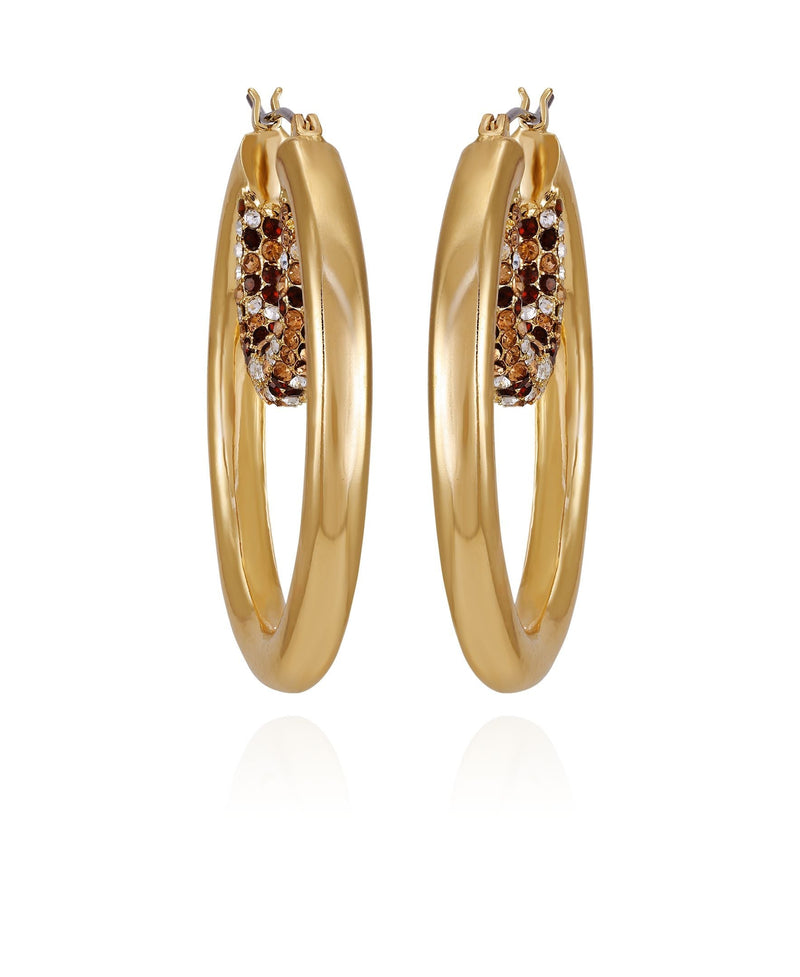 Goldtone Pave Crystal Stone Layered Hoop Earrings - Gold Tone - Vince Camuto