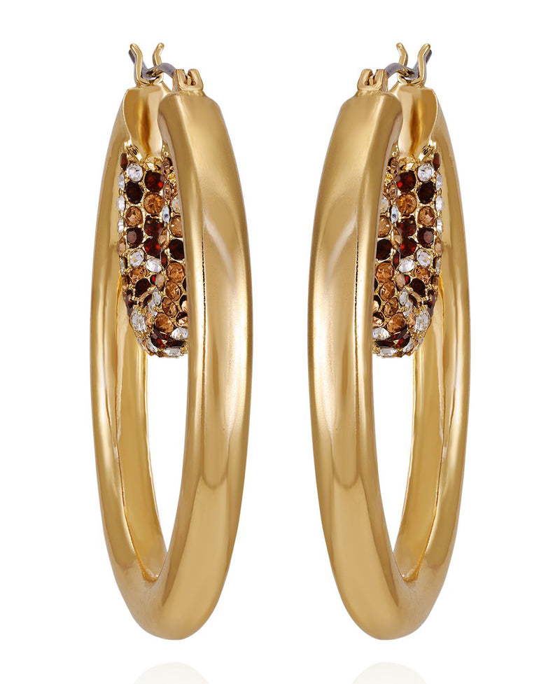 Goldtone Pave Crystal Stone Layered Hoop Earrings - Gold Tone - Vince Camuto
