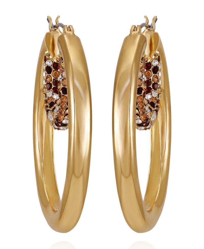 Goldtone Pave Crystal Stone Layered Hoop Earrings - Gold Tone - Vince Camuto