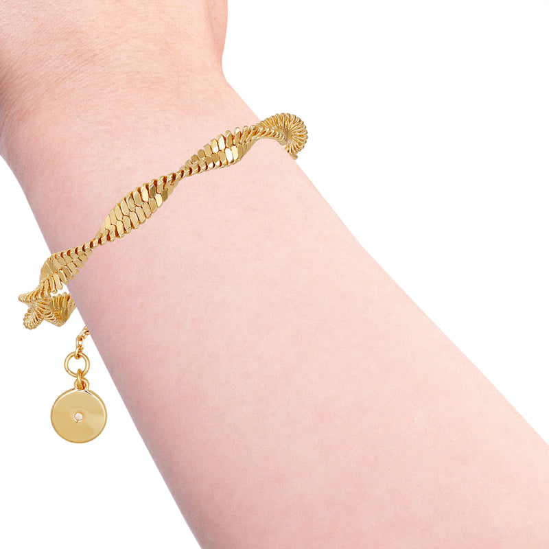 Goldtone Twisted Herringbone Chain Bracelet - Vince Camuto