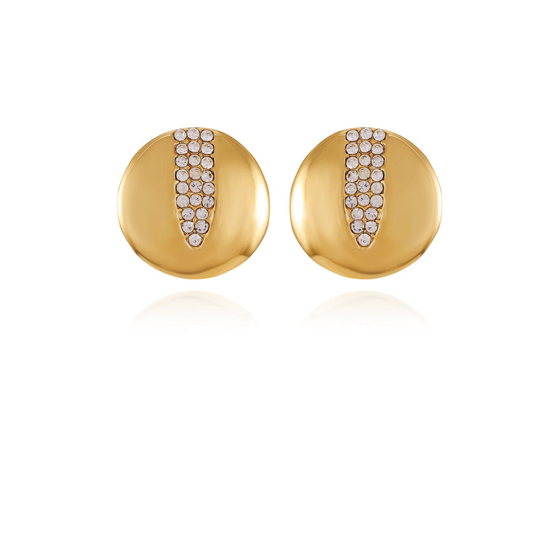 Goldtone Crystal Stone Coin Button Earrings - Gold Tone - Vince Camuto