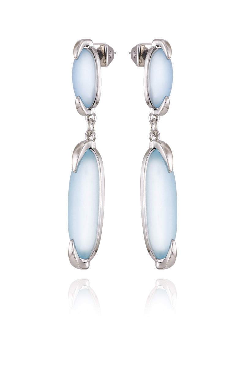 Silvertone & Blue Stone Drop Earrings - Silver Tone - Vince Camuto