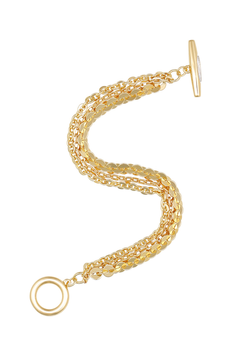Multi Strand Goldtone Toggle Bracelet - Gold Tone - Vince Camuto