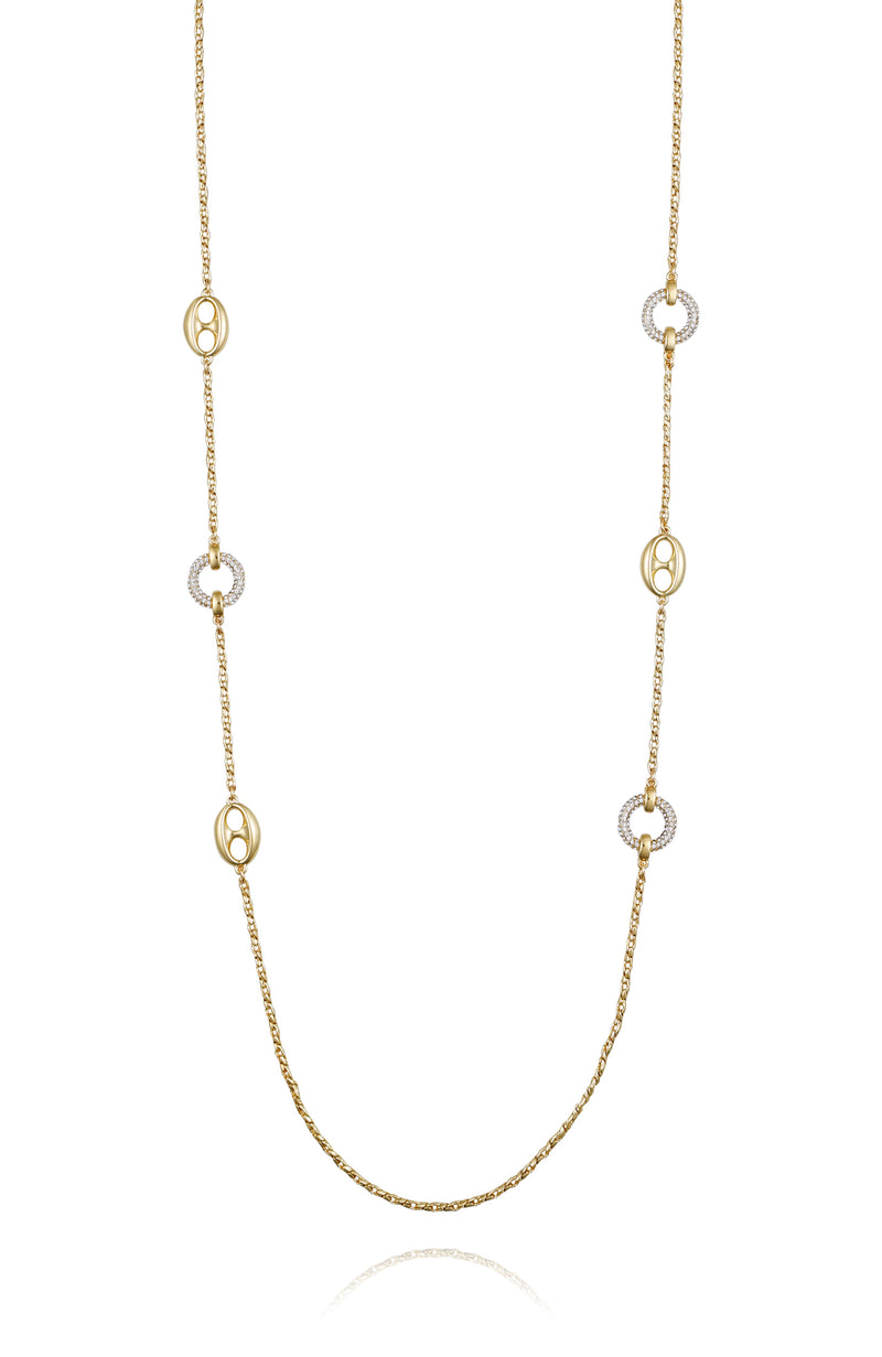 Signature Mixed Link Pavé Long Necklace - Gold Tone - Vince Camuto