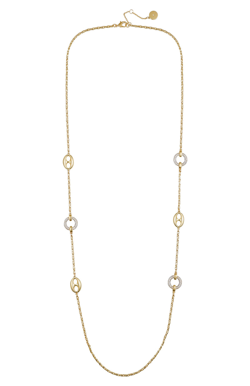 Signature Mixed Link Pavé Long Necklace - Gold Tone - Vince Camuto