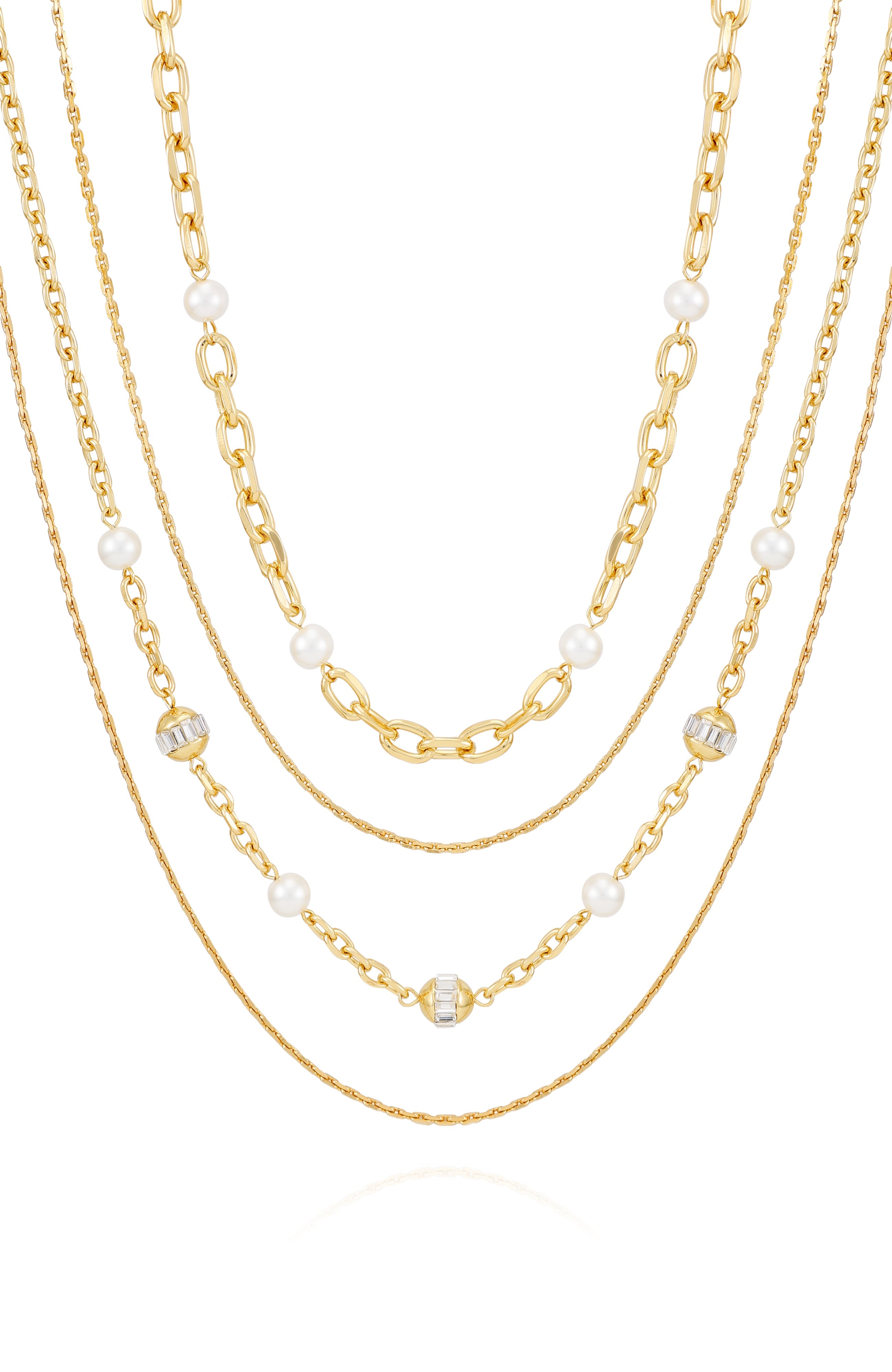 Layered Goldtone Chain Pearl Necklace - Gold Tone - Vince Camuto