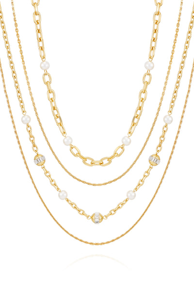 Layered Goldtone Chain Pearl Necklace - Gold Tone - Vince Camuto